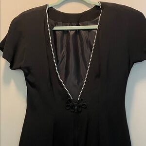 Elegant Black Dress with Pearl Trim  low back with pearls Vintage